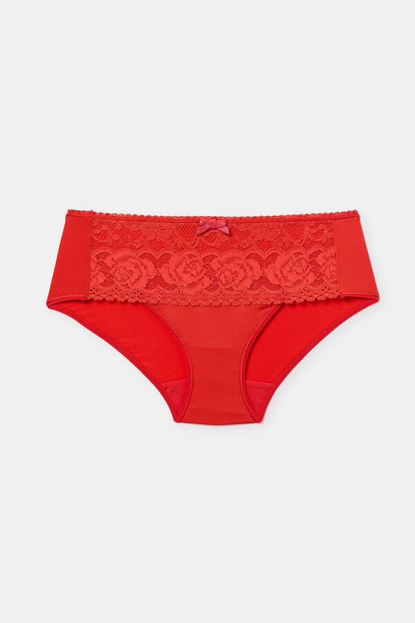 Playtex Braga midi de encaje y microfibra rojo