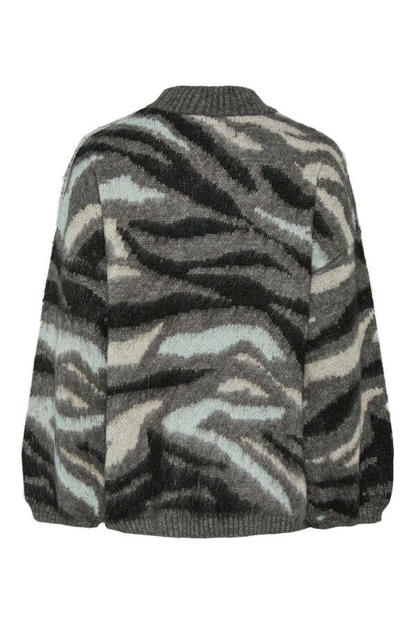 Pieces Su&eacute;ter malha com estampa animal cinzento