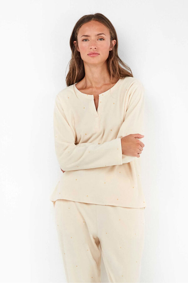 Gisela Conjunto pijama tejido polar el&aacute;stico beige