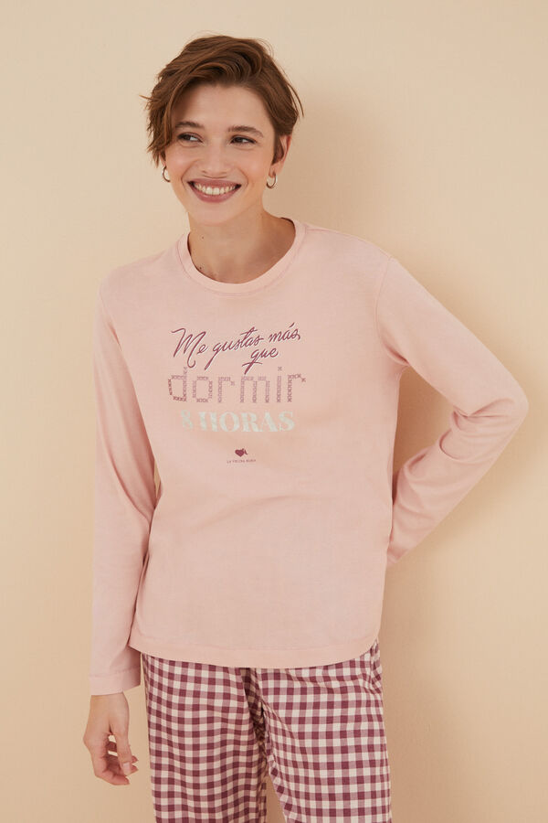 Women'secret Pijama 100% algod&oacute;n La Vecina Rubia pantal&oacute;n cuadros rosa