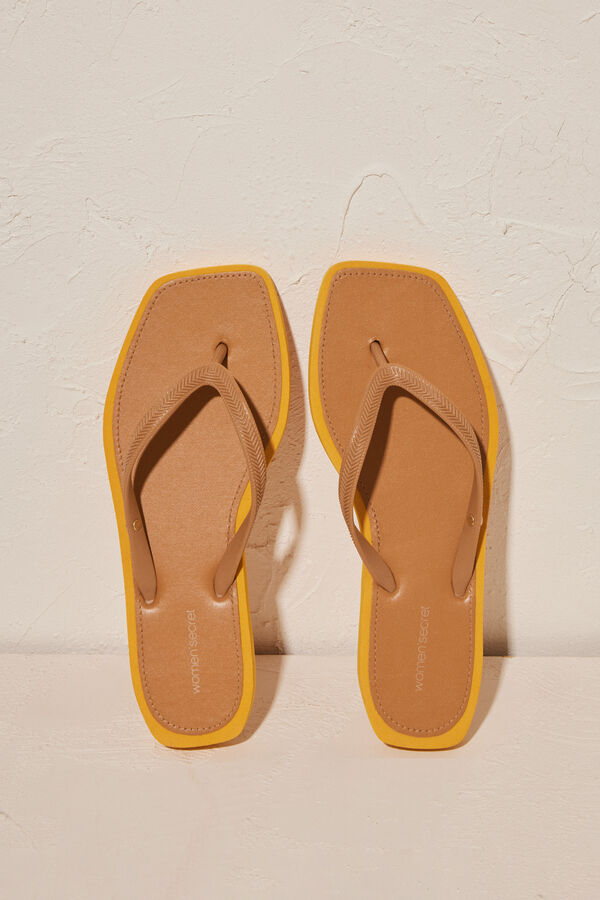 Women'secret Chanclas mujer punta cuadrada amarillo