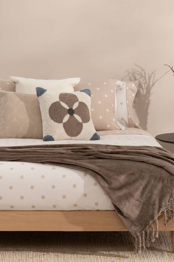 Textura Funda n&oacute;rdica algod&oacute;n percal lunares reversible. Cama 150-160cm. beige