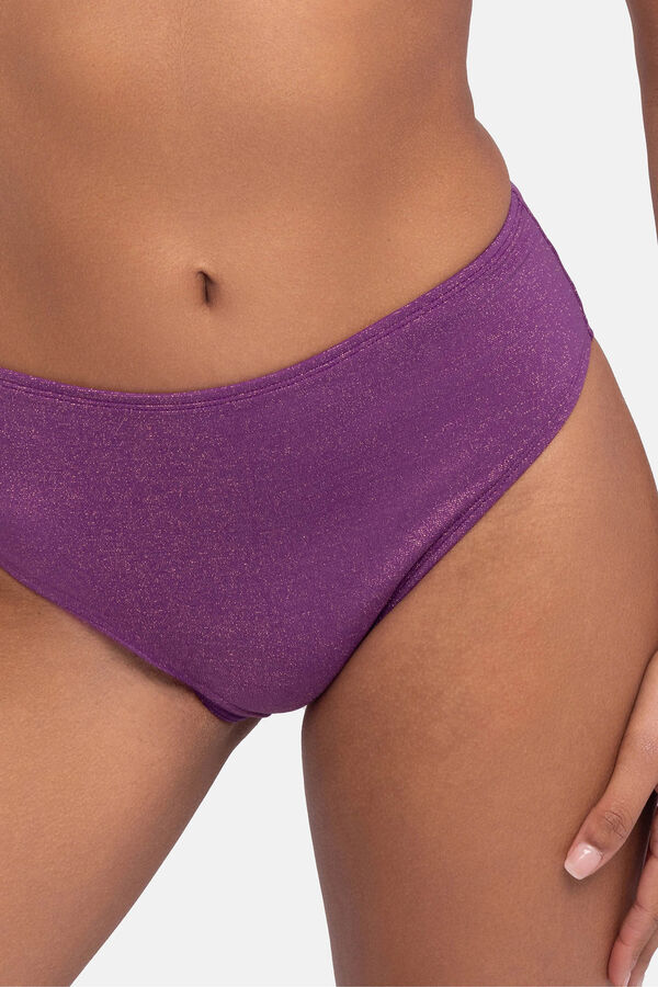 Dorina Calcinha de biquíni brasileira com glitter roxo rosa