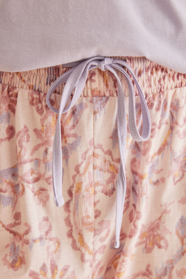 Women'secret Pijama largo 100% algod&oacute;n malva Paisley rosa
