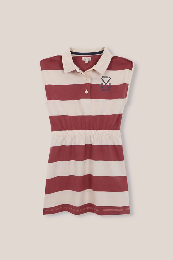 Gocco Vestido polo de rayas rosa burdeos