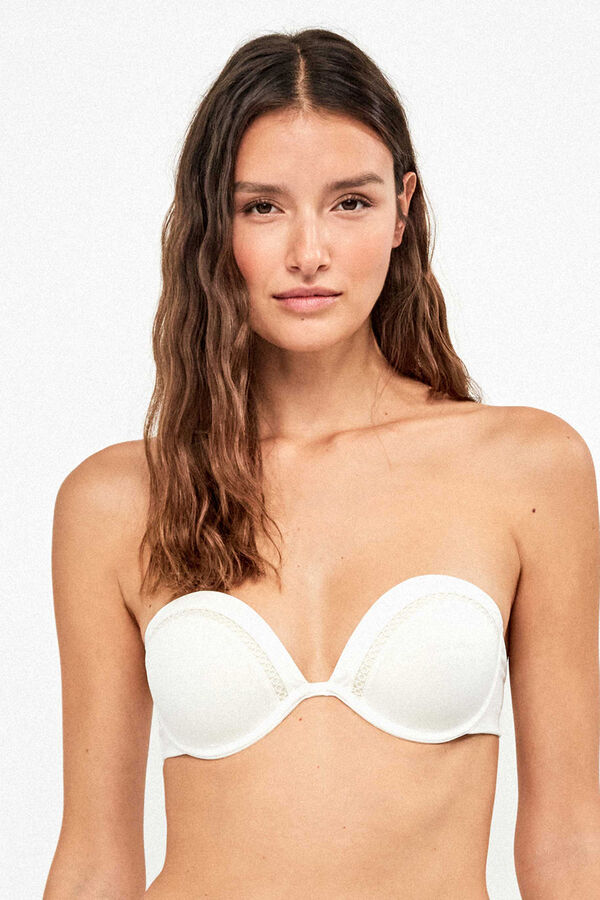 Gisela Top bikini bandeau escote pronunciado marfil