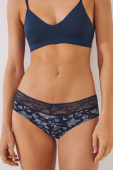 Women'secret Braguita ancha algod&oacute;n encaje estampado azul estampado