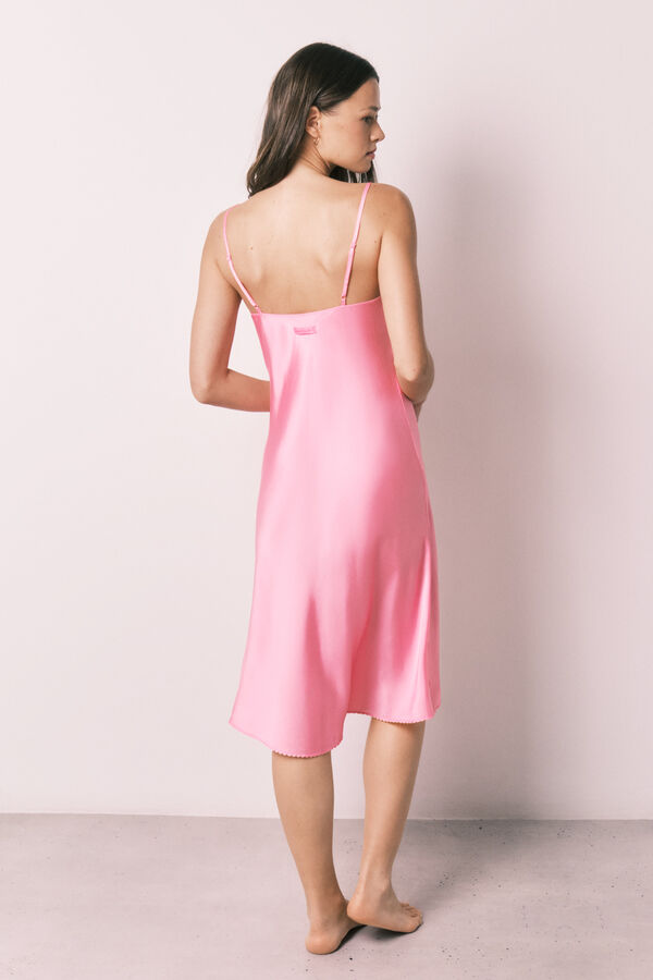 Women'secret Camis&oacute;n midi tirantes sat&eacute;n rosa rosa