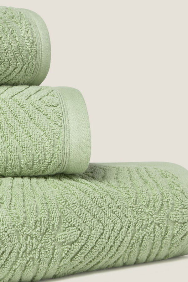 Textura Toalha de algodão turco em jacquard com folhas bege