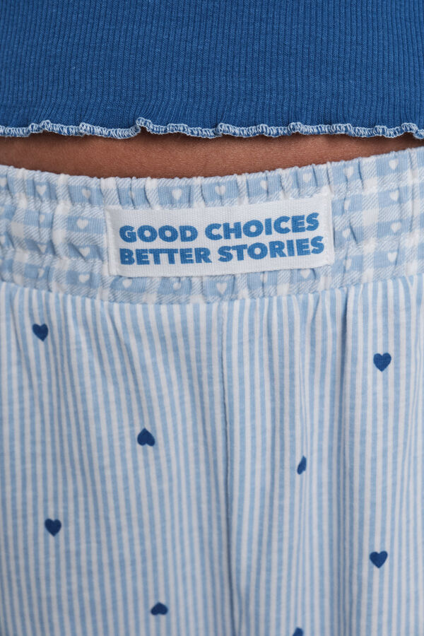 HI&BYE Pijama pijama comprido de algod&atilde;o riscas azul  azul