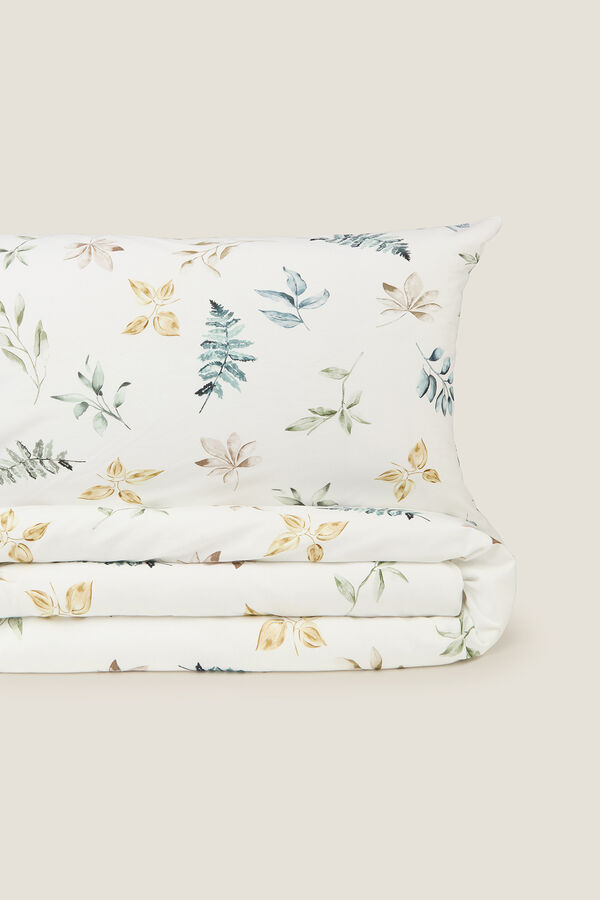 Textura Folhas de capa de edred&atilde;o de algod&atilde;o no galho verde