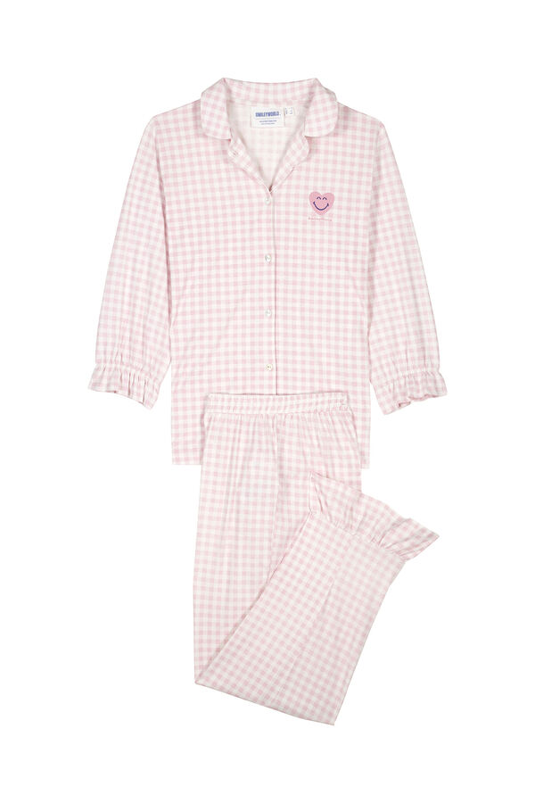 Women'secret Pijama camisero largo 100% algodón rosa cuadros rosa