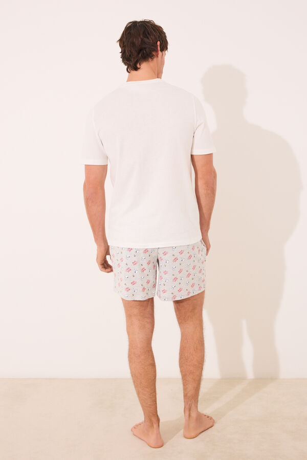 Women'secret Pijama corto hombre 100% algod&oacute;n Snoopy marfil
