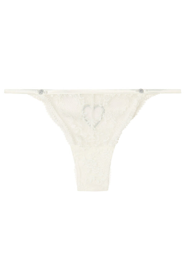 Women'secret Calcinha brasileira de renda branca bege