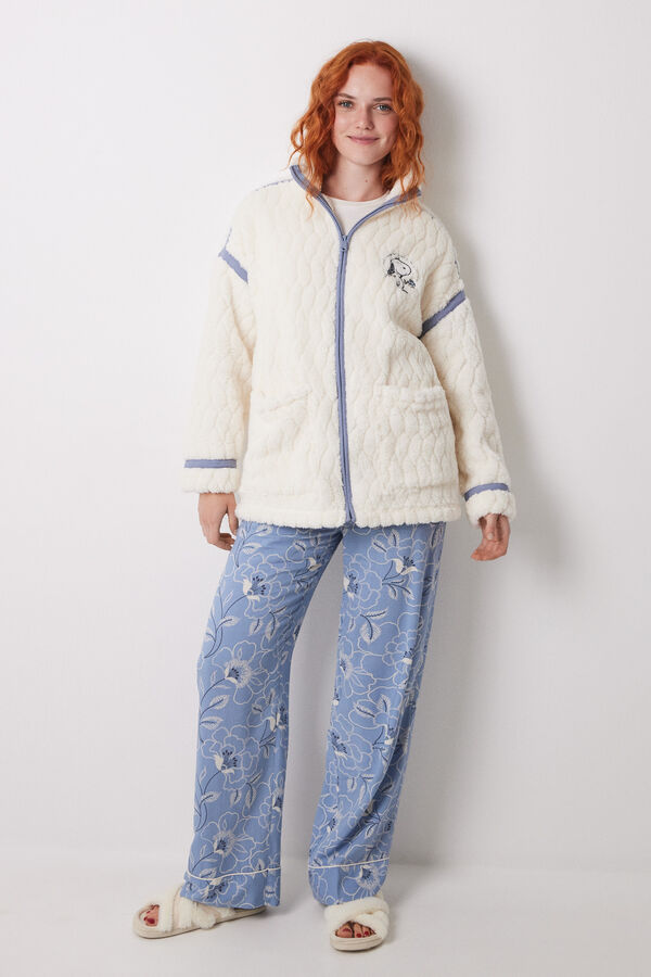 Women'secret Bata corta borreguito blanco Snoopy marfil