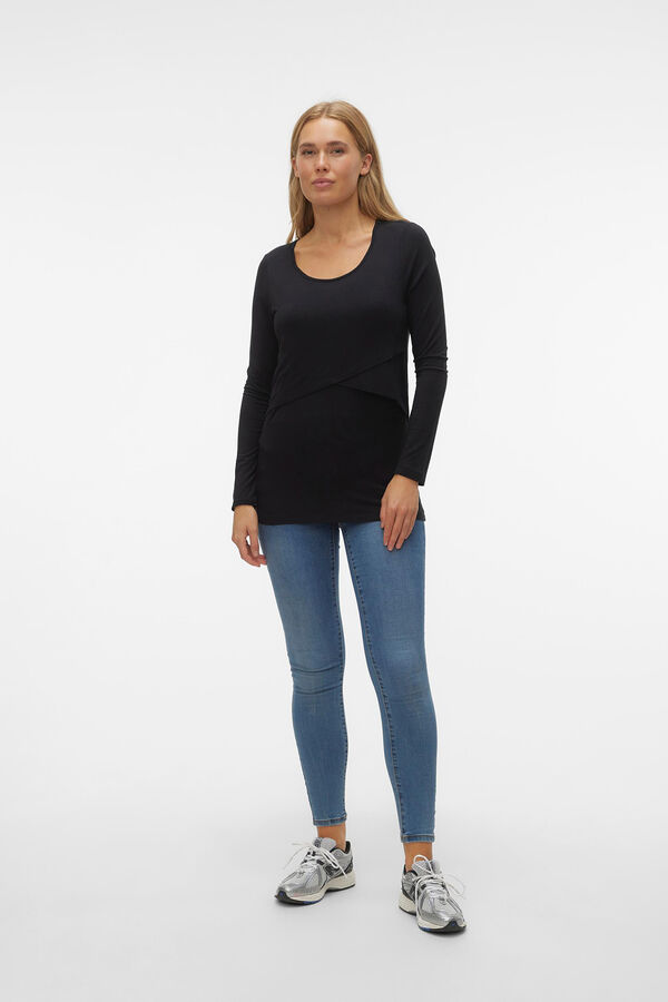Mamalicious Top de Tencel maternity 2 fun&ccedil;&otilde;es preto