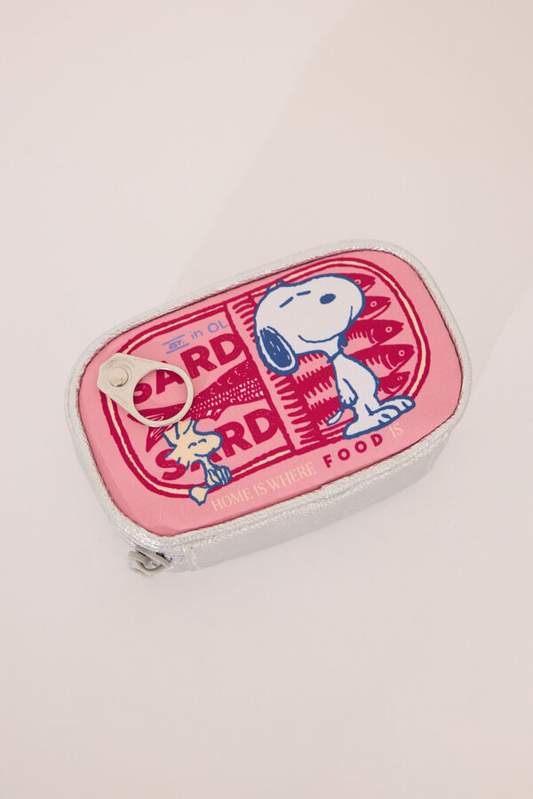 Women'secret Monedero Snoopy rosa metalizado estampado
