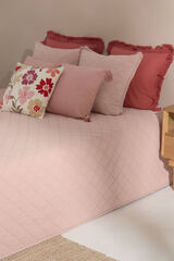 Textura Colcha contorno crochet algod&oacute;n. Cama 150-160cm. rosa