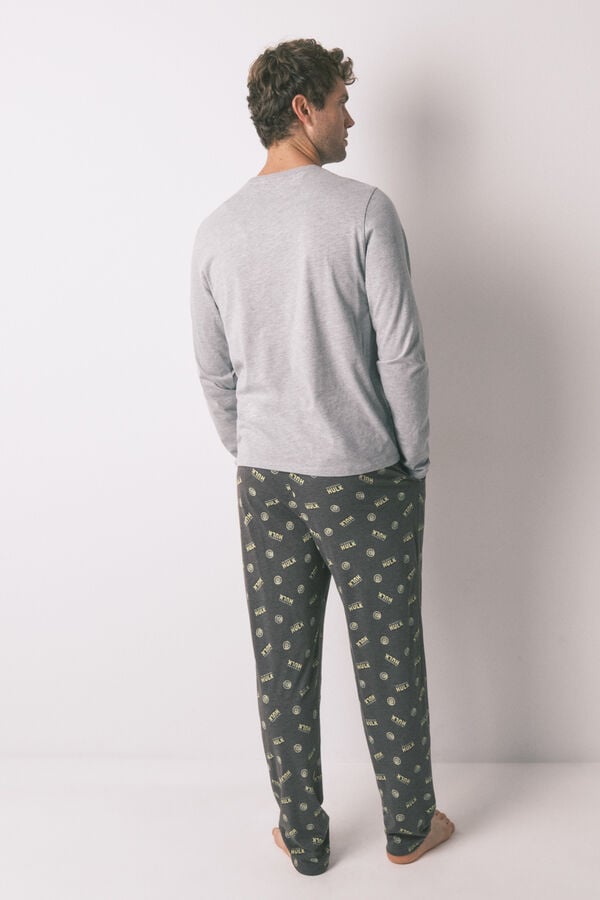 Women'secret Pijama largo hombre 100% algod&oacute;n "Hulk" gris