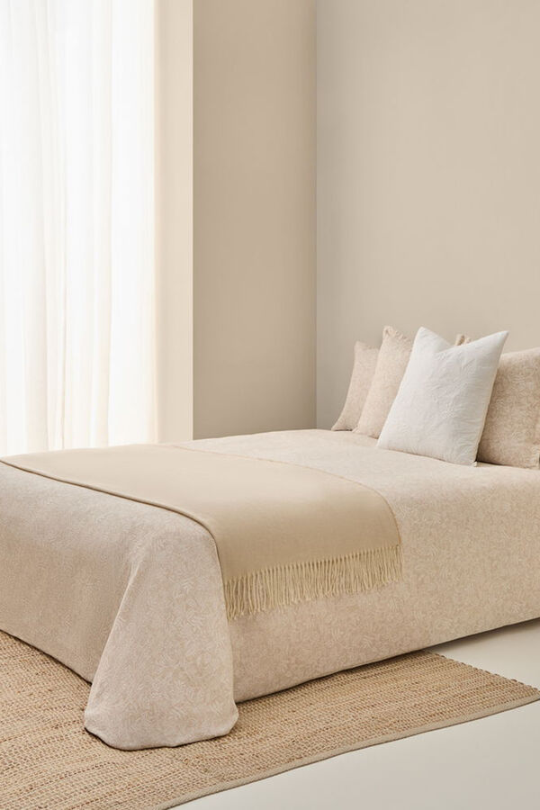 Textura Capa de edredão com estrutura floral bege