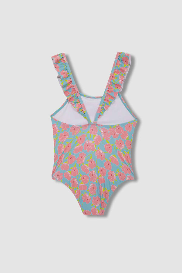 Gocco Ba&ntilde;ador Estampado Flores Azul Claro turquesa