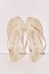 Women'secret Chanclas dedo efecto brillo glitter amarillo amarillo