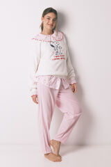 Women'secret Pijama largo polar Snoopy marfil