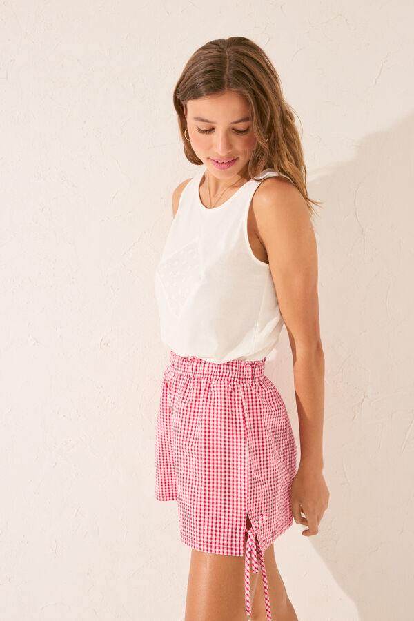 Women'secret Cal&ccedil;a xadrez vermelho estampado