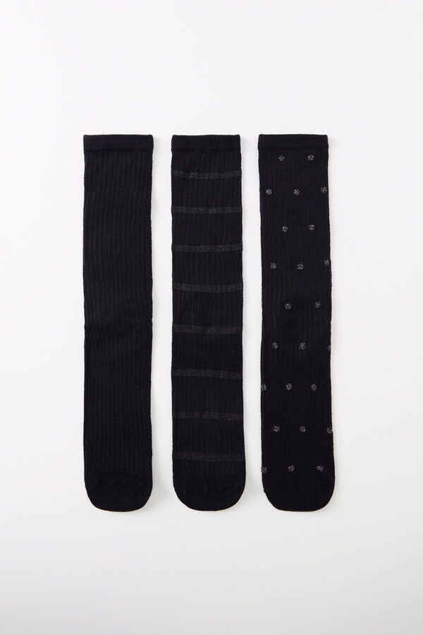 Women'secret Pack 3 calcetines altos negros lurex negro