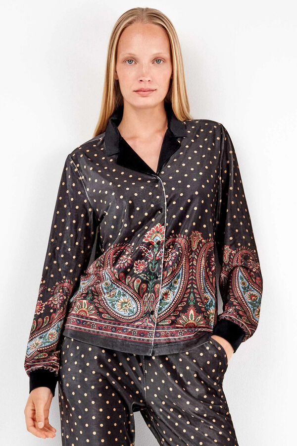 Gisela Camisa pijama terciopelo blanco