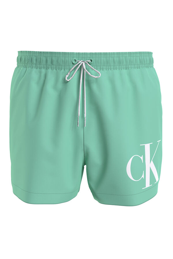 Calvin Klein Ba&ntilde;ador corto con cord&oacute;n - CK Monogram turquesa