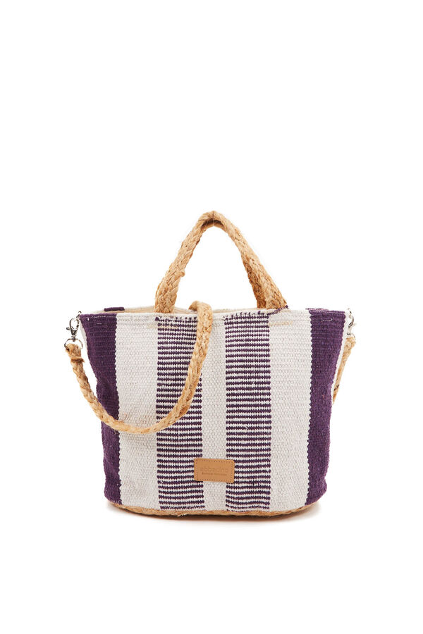 Abbacino Cesta pequena de ráfia riscas rosa