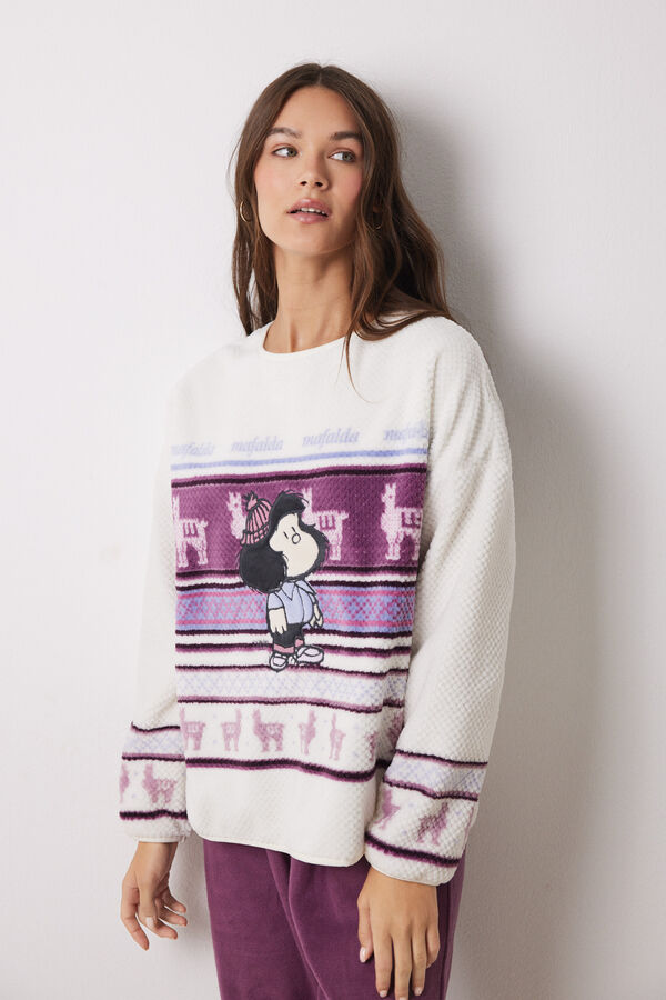 Women'secret Pijama longo de veludo Mafalda estampado