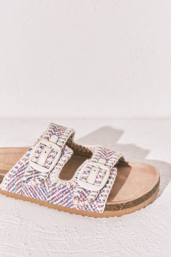 Women'secret Sandalia bio tiras tejido pespuntes estampado
