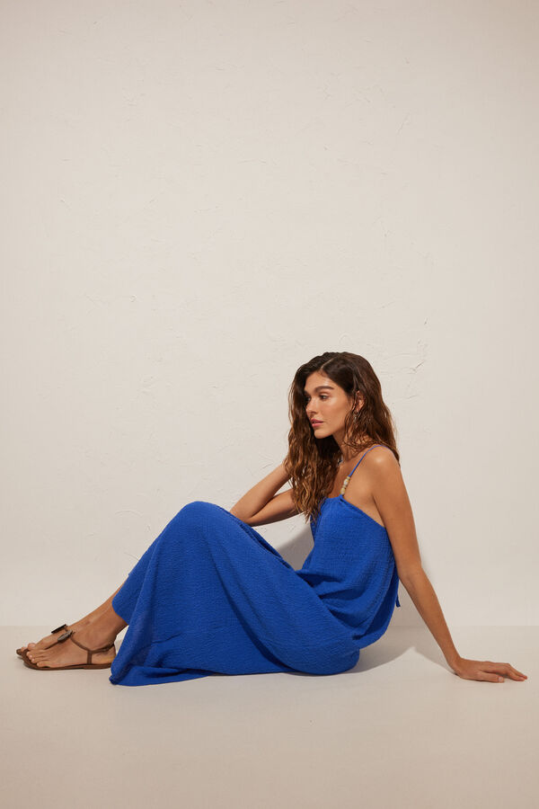 Women'secret Maxi vestido textura azul estampado