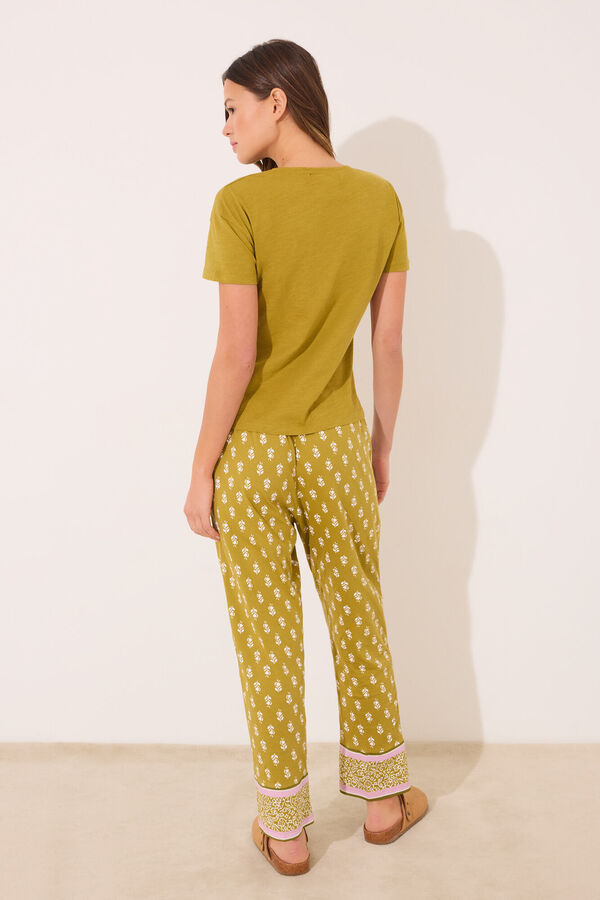 Women'secret Cal&ccedil;a comprida cenoura selos 100% algod&atilde;o estampado