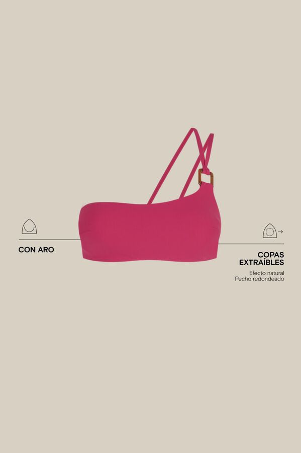Women'secret Top bikini asim&eacute;trico rosa rosa