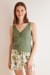 Women'secret Pijama curto algod&atilde;o verde  estampado