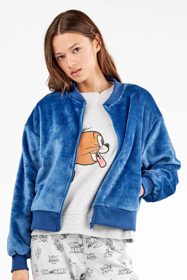 Gisela Chaqueta bomber azul de peluche mujer azul