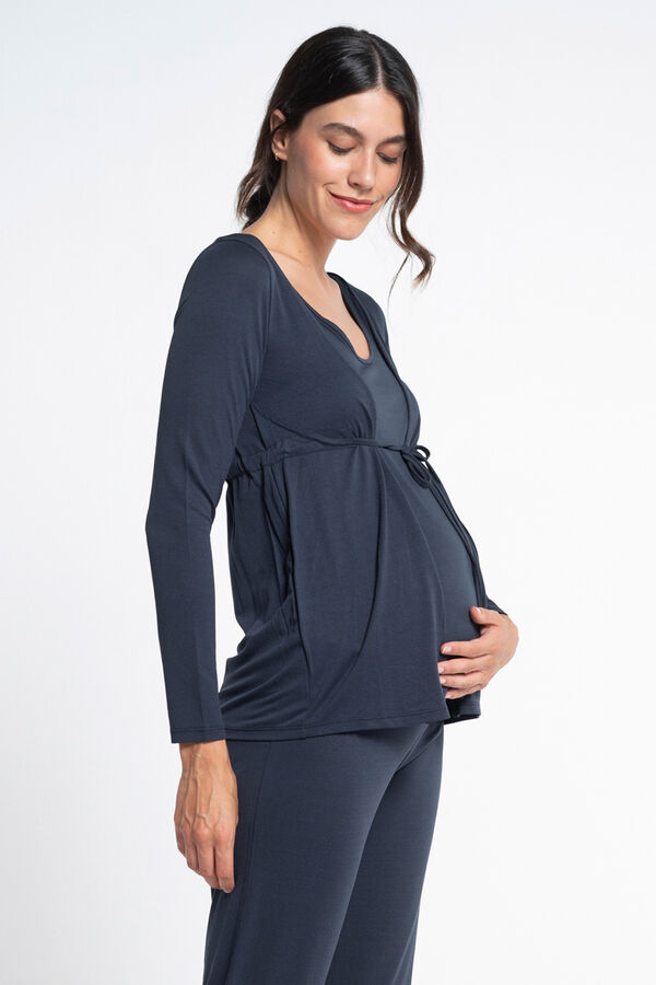 Ohma! Pijama largo falsa chaqueta azul