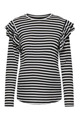 Only Maternity Camiseta rallas premamá manga larga y volantes negro