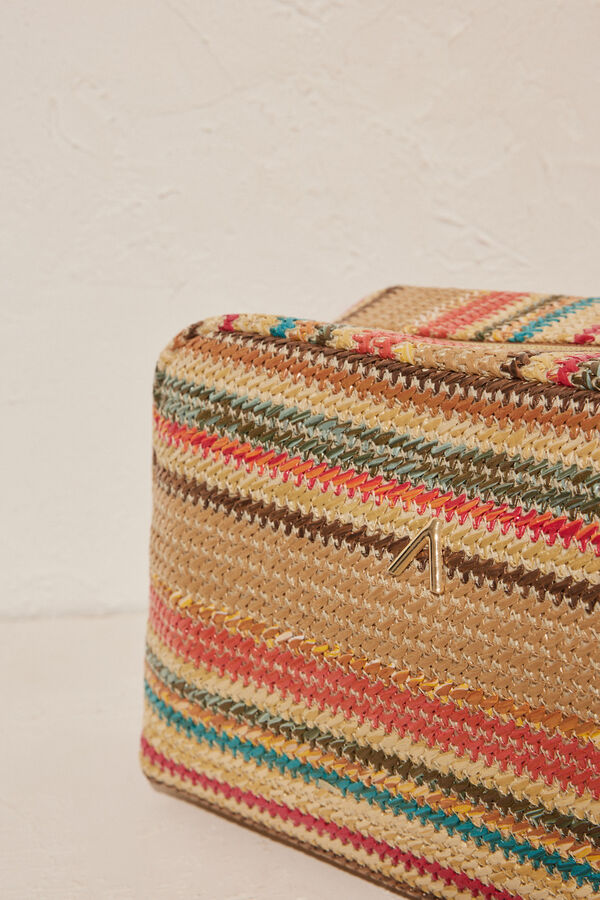 Women'secret Neceser mediano rafia brillo kaki