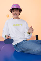 HI&BYE Sudadera felpa beige logo  marfil