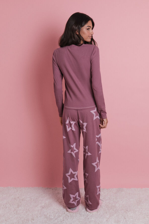 HI&BYE Pijama comprido com estrelas rosa