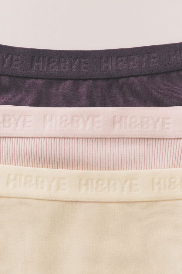 HI&BYE Pack de 3 cuecas cl&aacute;ssicas roxas, rosas e amarelas branco