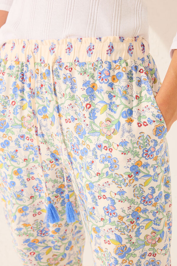 Women'secret Pantalón Capri viscosa flores multicolor estampado