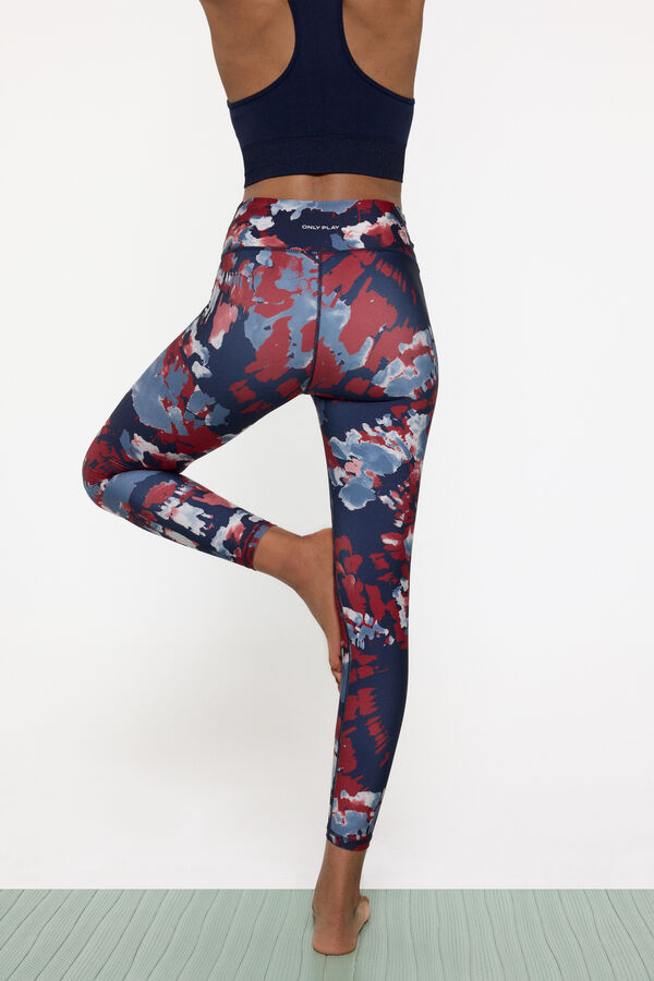 Only Play Leggings deportivos de dise&ntilde;o en azul marino, granate y blanco azul