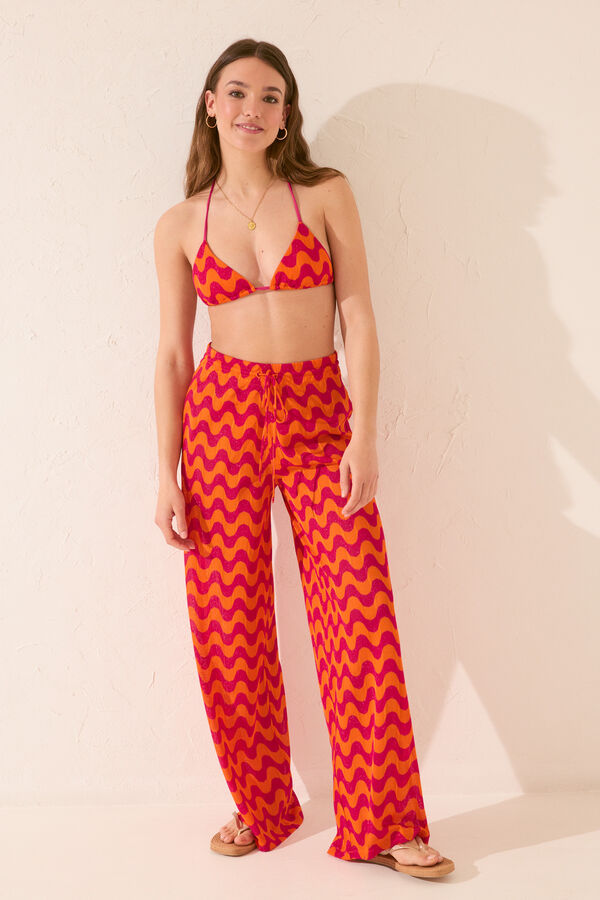 Women'secret Cal&ccedil;a comprida de malha com estampa de ondas rosa rosa