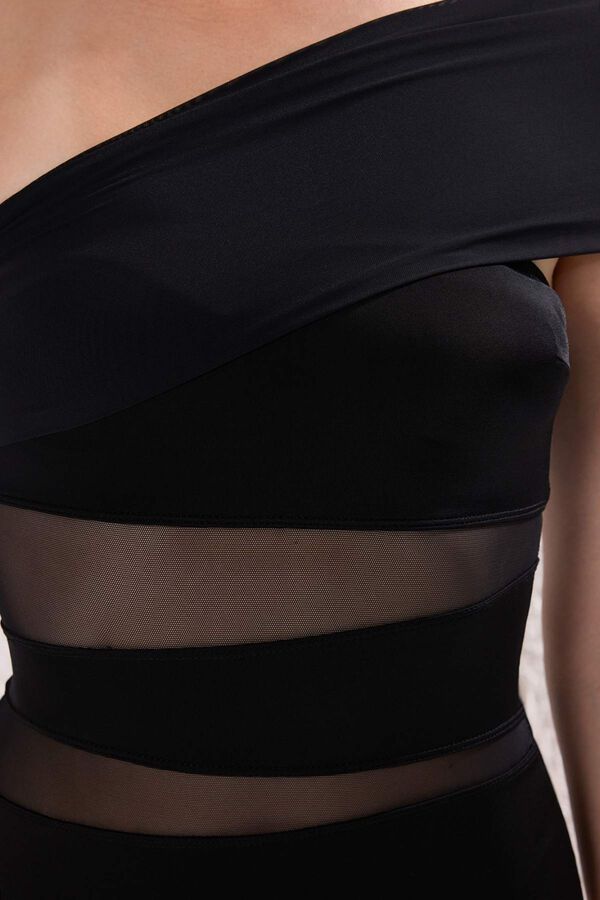 Trendyol Fato de banho assim&eacute;trico cut-out transpar&ecirc;ncias preto