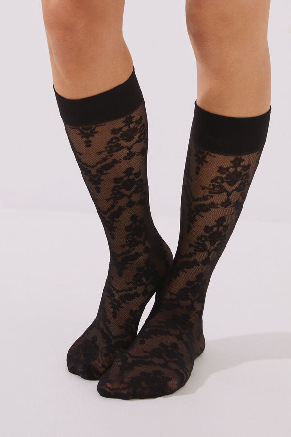 Women'secret Medias cortas encaje negro negro